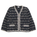 Chanel Zip Up Tweed Collarless Jacket 48