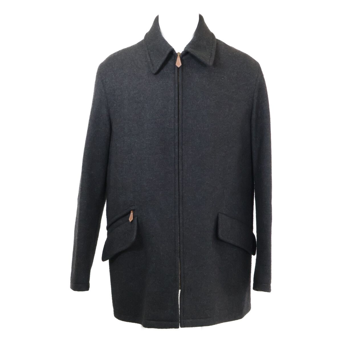 Hermes Cashmere Zip Up Half 52 Jacket