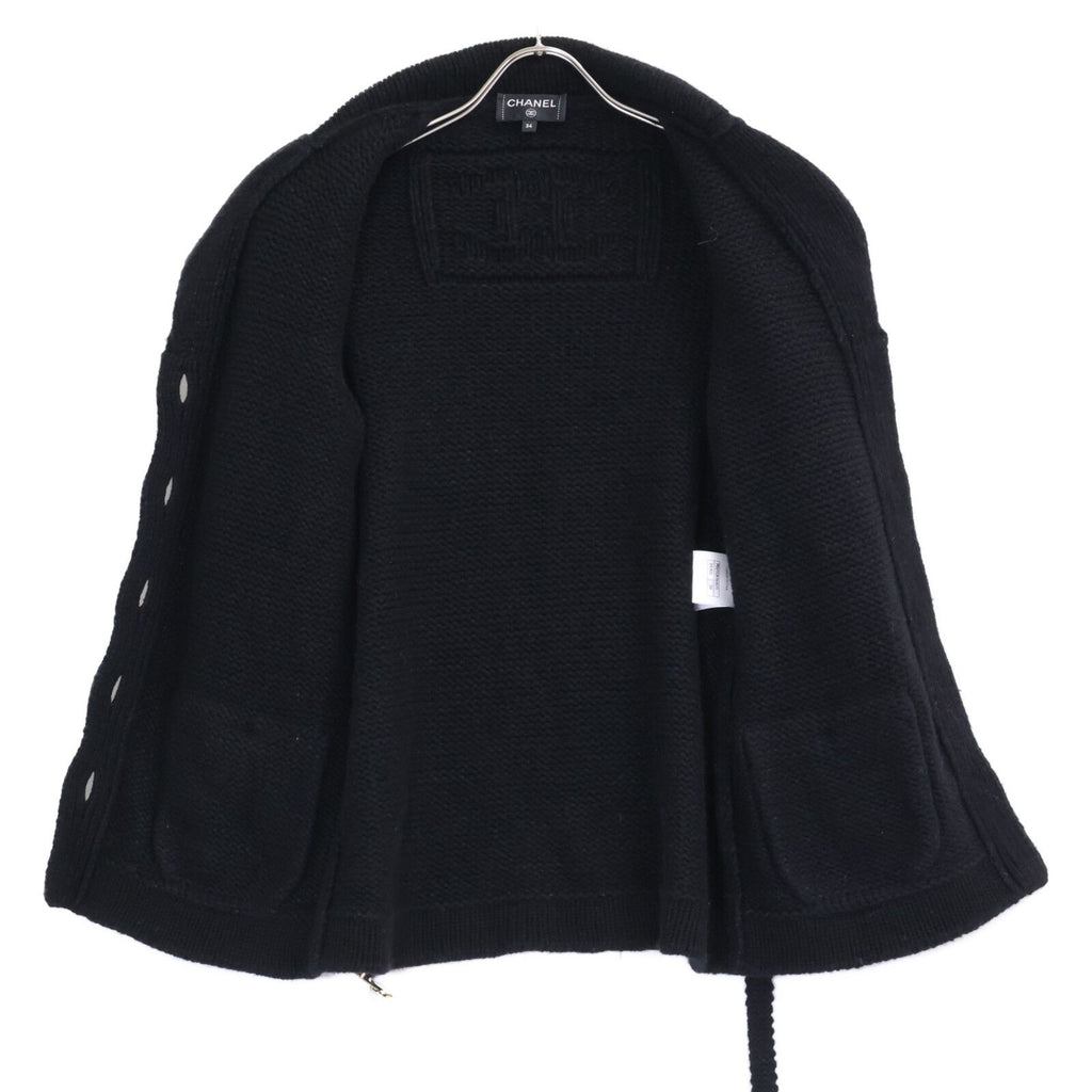Chanel Pearl CC Logo with Belt Coco Button Cashmere Silk Cardigan Knit Jacket 34 — view 4