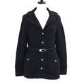 Chanel Pearl CC Logo with Belt Coco Button Cashmere Silk Cardigan Knit Jacket 34
