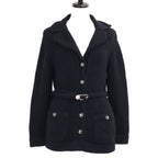 Chanel Pearl CC Logo with Belt Coco Button Cashmere Silk Cardigan Knit Jacket 34