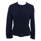 Chanel 21c CC Logo Button Peplum Knit Sweater 38