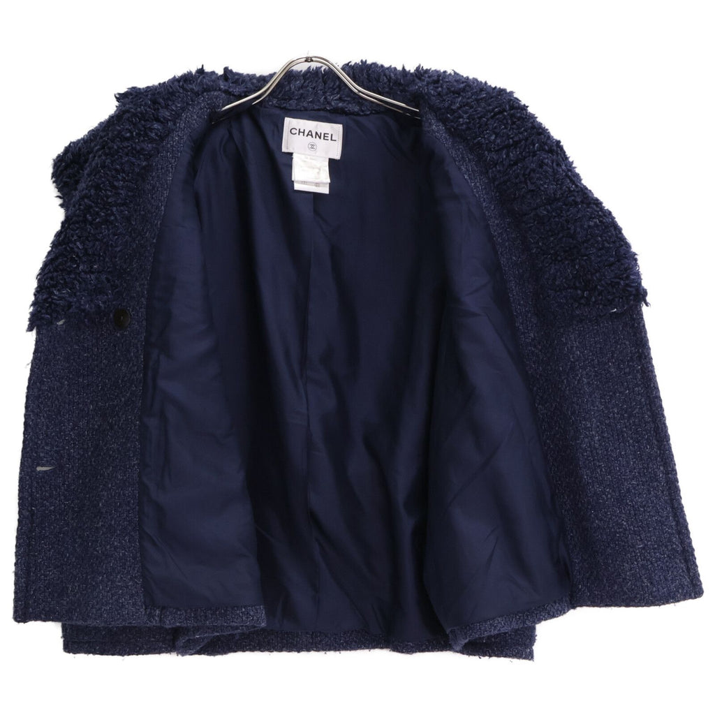 Chanel CC Logo Button Fleece Color Tweed Double Jacket 38 — view 4