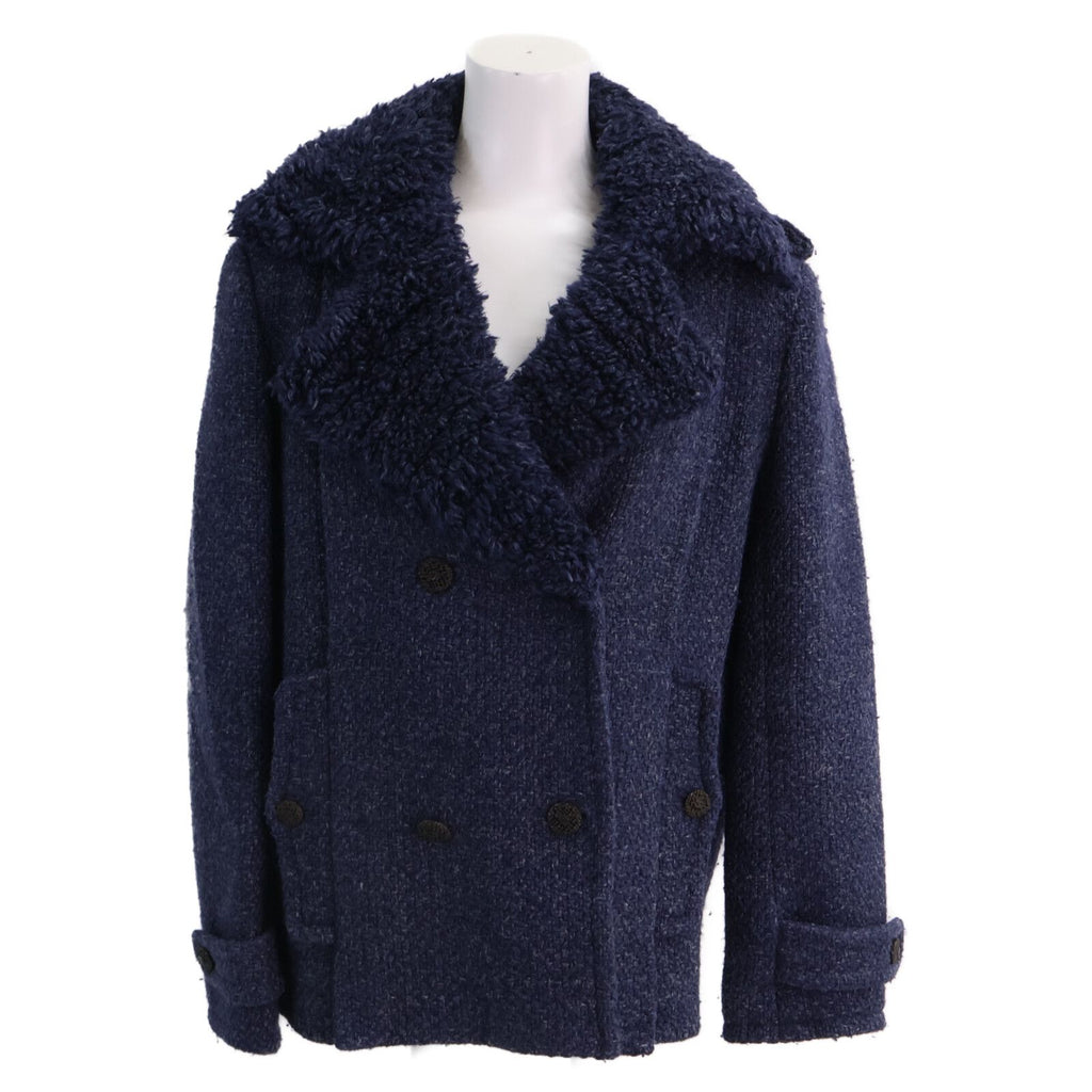 Chanel CC Logo Button Fleece Color Tweed Double Jacket 38