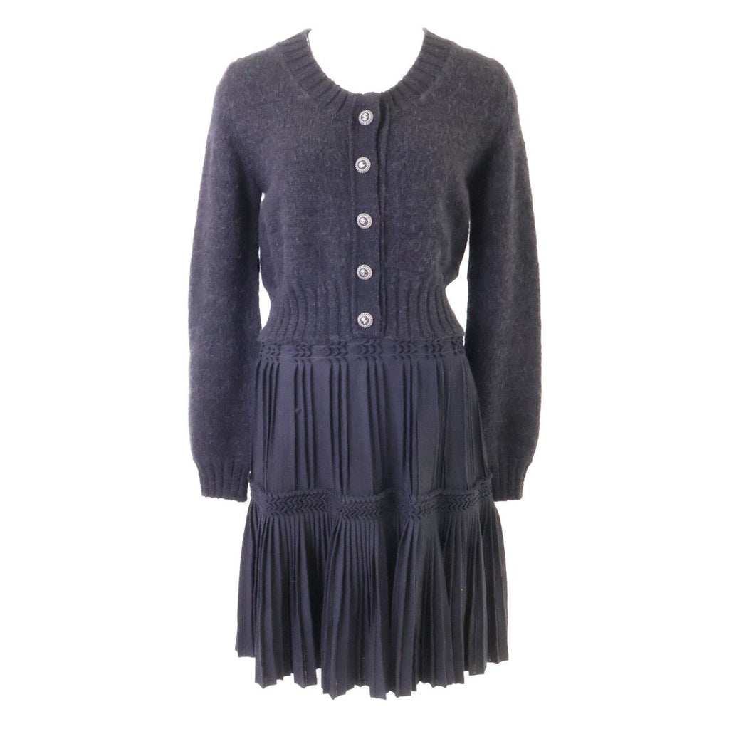 Chanel CC Button Cashmere Blend Knit Contrast 38 Sweater