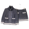 Chanel Cashmere Silk Blend Mohair Knit Zip Jacket Skirt Set