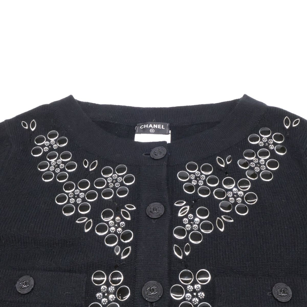 Chanel Visual Decoration CC Button Cashmere Knit Cardigan 36 — view 7