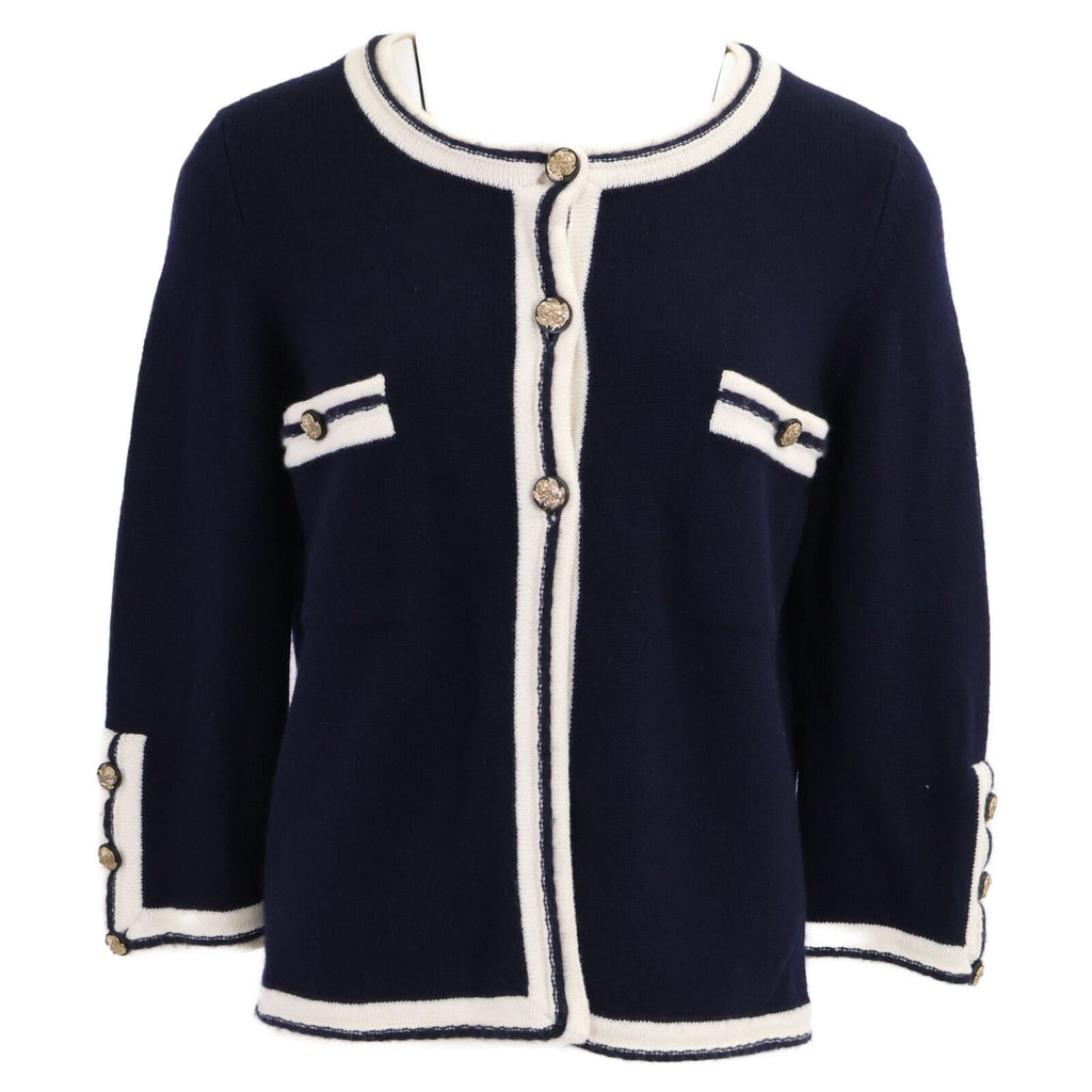 Chanel CC Logo Lion Button Cashmere Knit Cardigan 38
