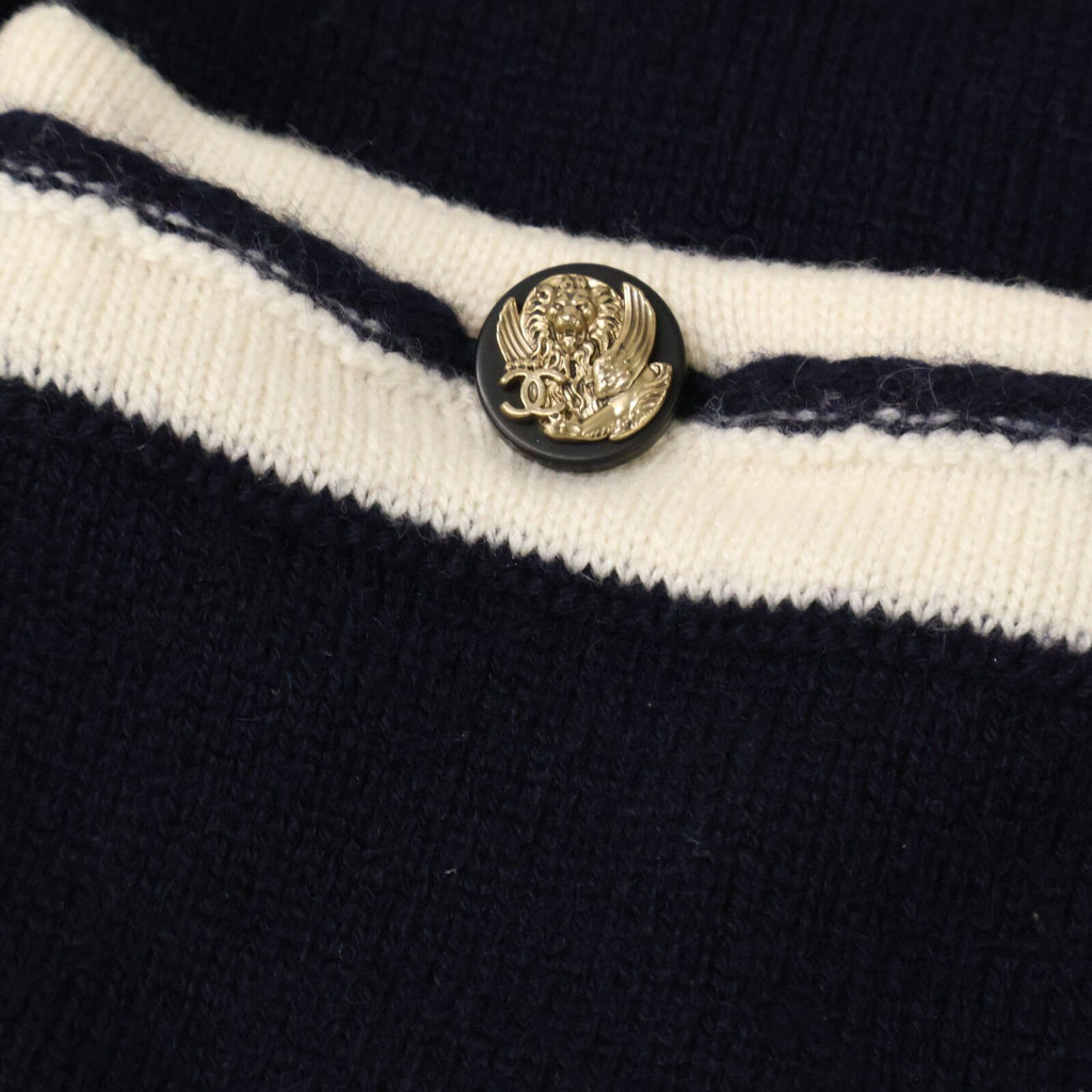 Chanel CC Logo Lion Button Cashmere Knit Cardigan 38 — view 7