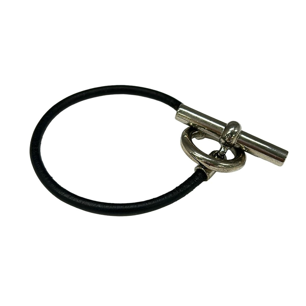 Hermes Bracelet Glenan Leather Black Silver — view 2