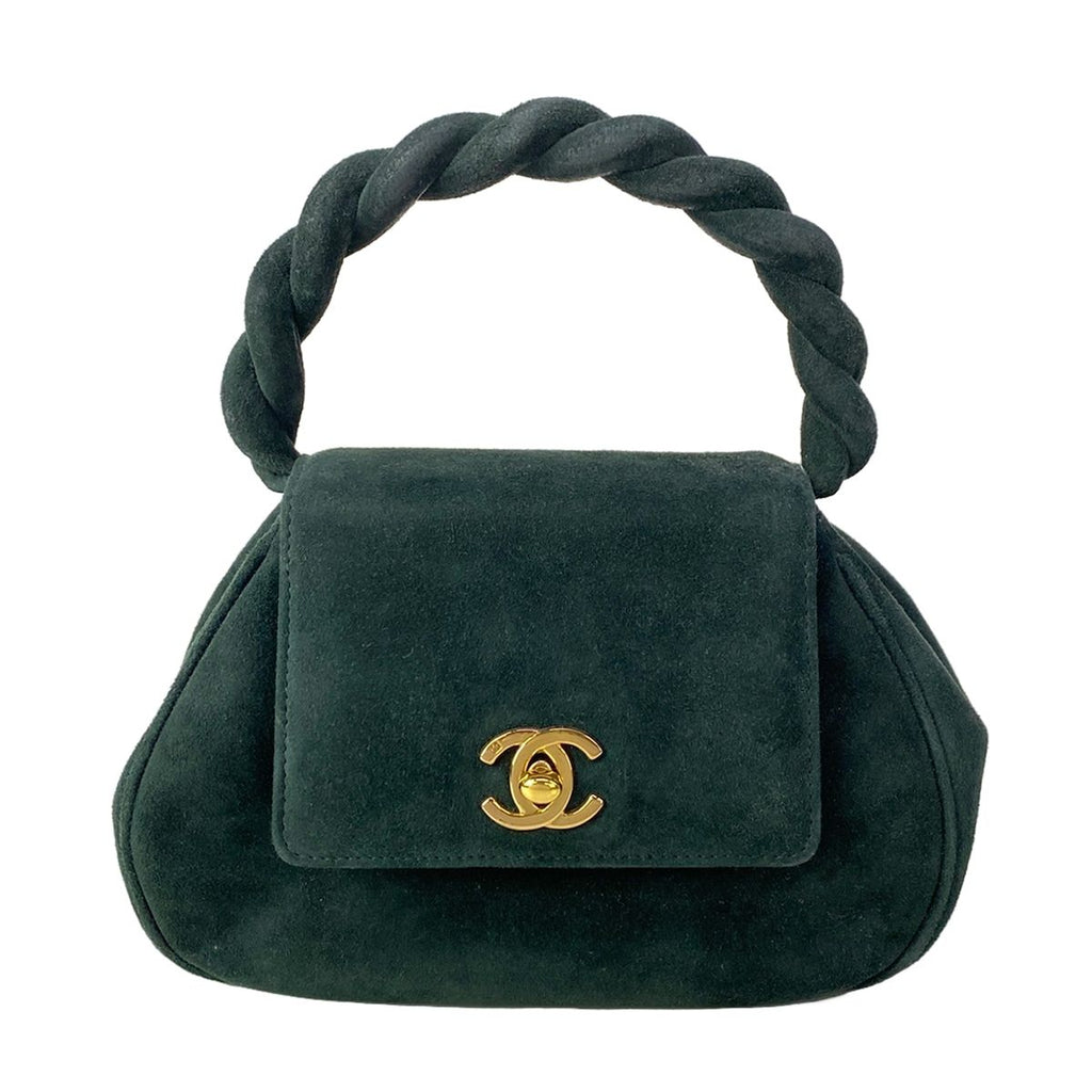 Chanel Handbag Dark Green Mini Gold