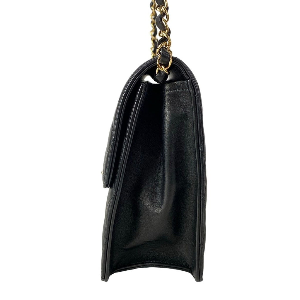 Chanel Shoulder Bag Single Flap Quilted Black Gold Chain Lambskin — view 4