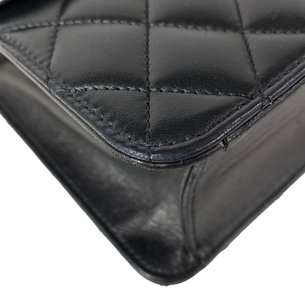 Chanel Shoulder Bag Single Flap Quilted Black Gold Chain Lambskin — view 6