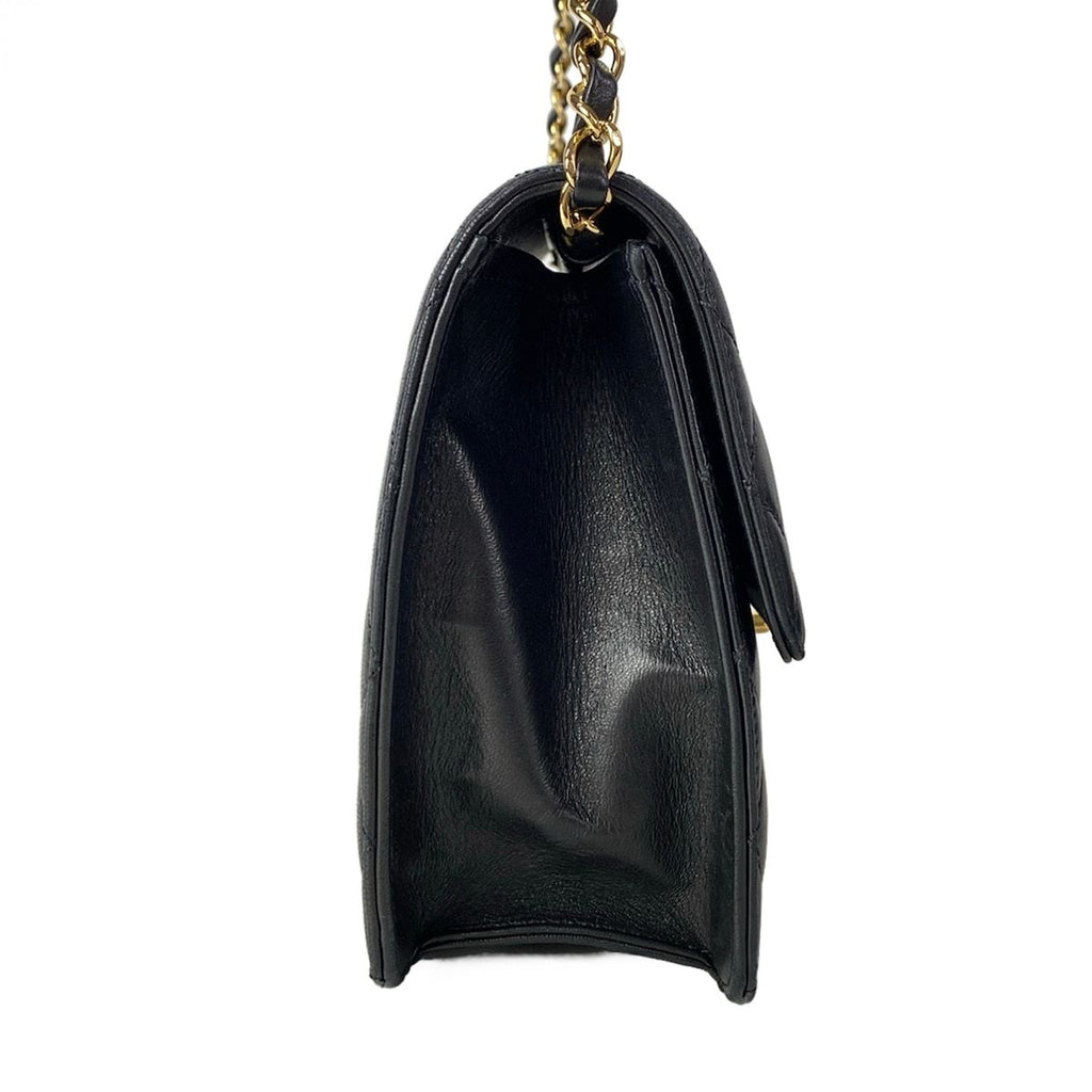 Chanel Shoulder Bag Single Flap Quilted Black Gold Chain Lambskin — view 2