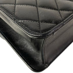 Chanel Shoulder Bag Single Flap Quilted Black Gold Chain Lambskin — view 8