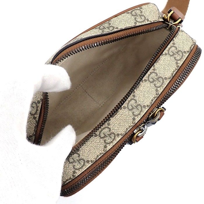 Gucci Shoulder Bag GG Emblem Mini Cross Beige Brown Supreme Canvas Leather — view 5