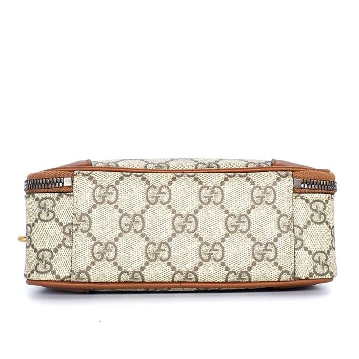 Gucci Shoulder Bag GG Emblem Mini Cross Beige Brown Supreme Canvas Leather — view 4
