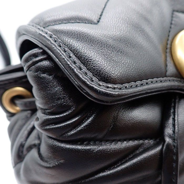 Gucci Backpack GG Marmont Chain Handle Mini Black Leather Gold — view 7