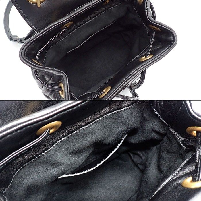 Gucci Backpack GG Marmont Chain Handle Mini Black Leather Gold — view 5