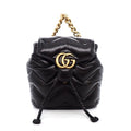 Gucci Backpack GG Marmont Chain Handle Mini Black Leather Gold