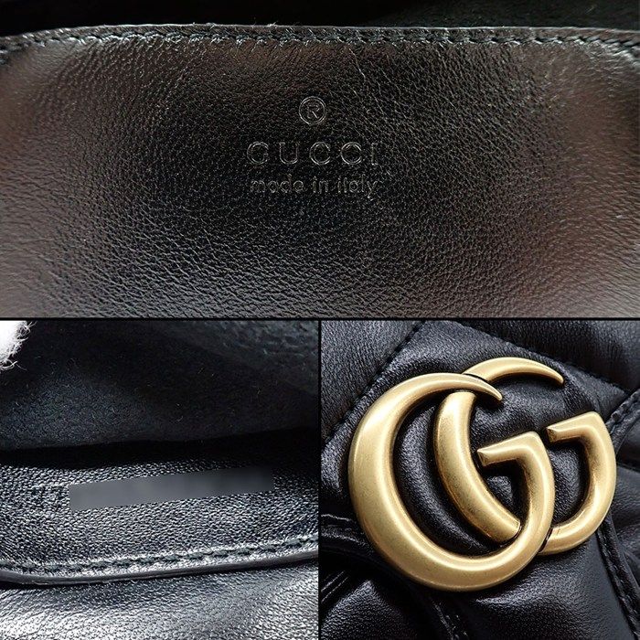 Gucci Backpack GG Marmont Chain Handle Mini Black Leather Gold — view 6