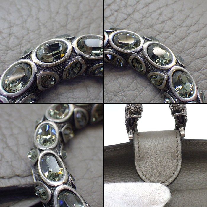 Gucci Shoulder Bag Dionysus Gray Leather Silver — view 7