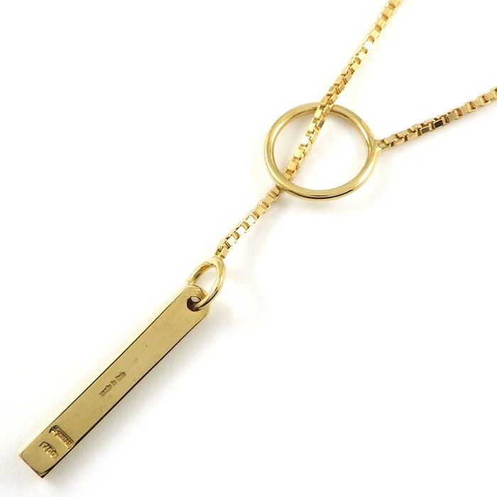 Gucci Necklace Lariat Logo Plate Venetian Chain 18k Yellow Gold — view 2