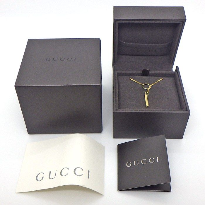 Gucci Necklace Lariat Logo Plate Venetian Chain 18k Yellow Gold — view 6
