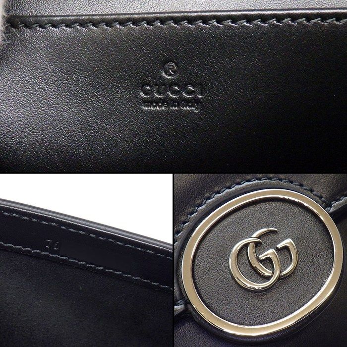 Gucci 2-Way 3way Petit GG Shoulder Bag Black Leather Silver — view 7