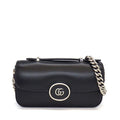 Gucci 2-Way 3way Petit GG Shoulder Bag Black Leather Silver