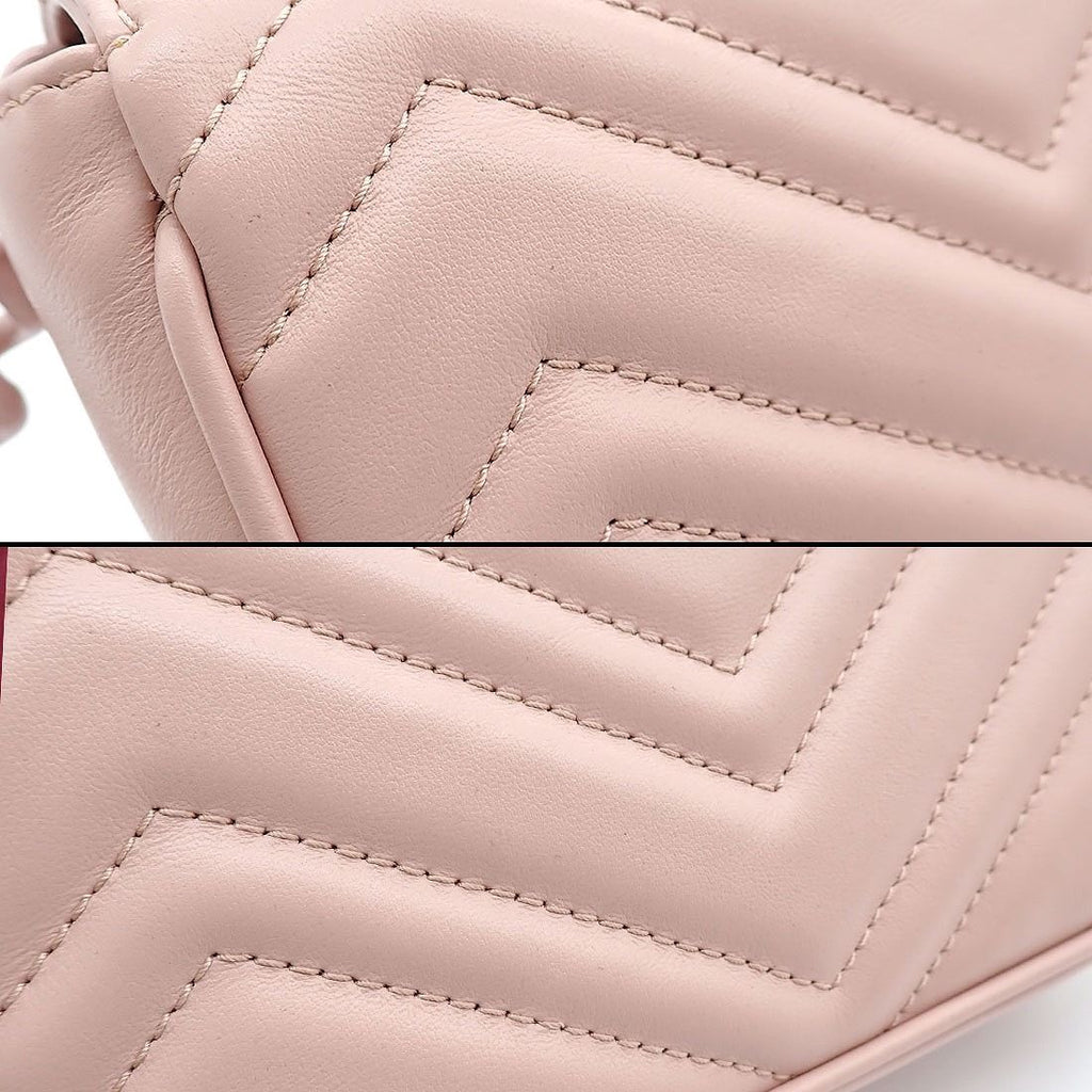 Gucci Waist Bag GG Marmont Mini Pink Chez Blanc Quilted Leather — view 8