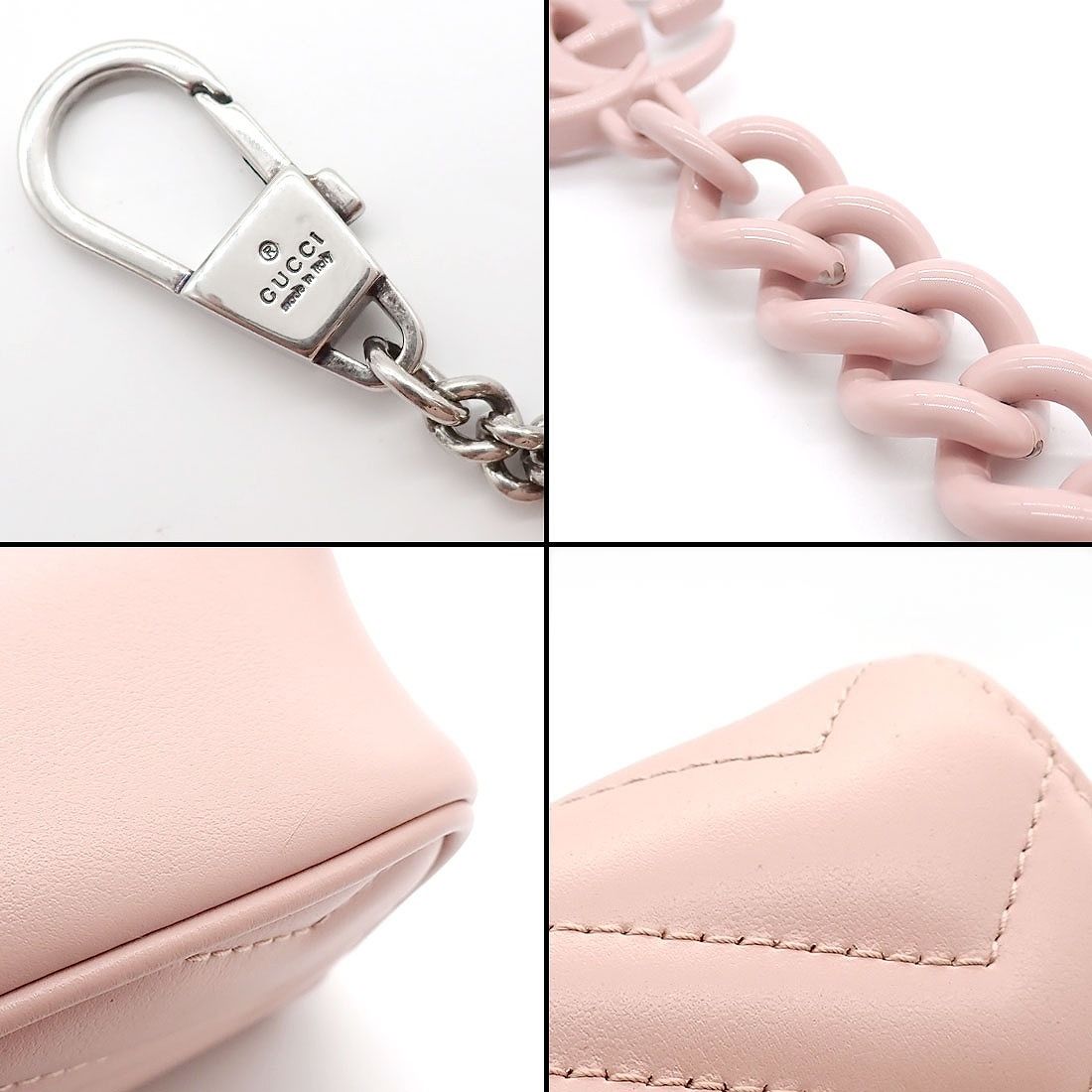 Gucci Waist Bag GG Marmont Mini Pink Chez Blanc Quilted Leather — view 7