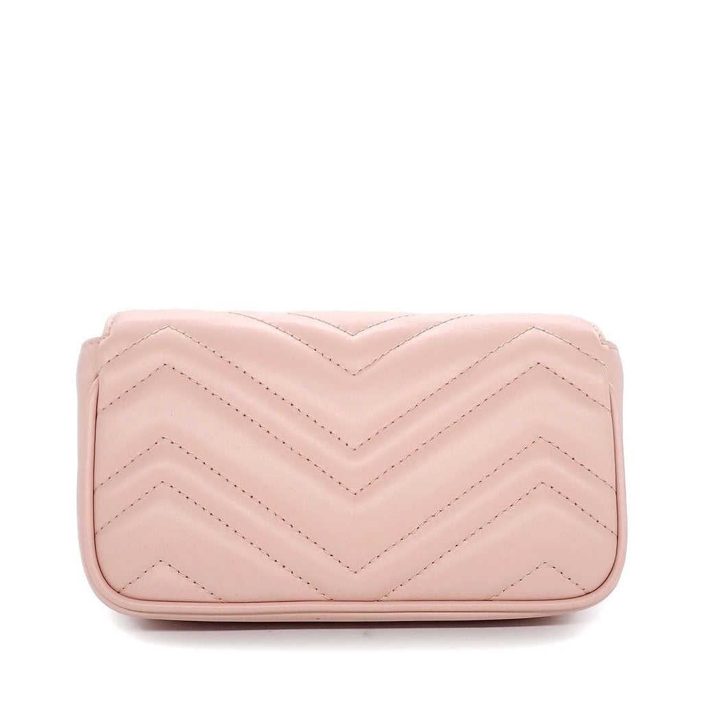 Gucci Waist Bag GG Marmont Mini Pink Chez Blanc Quilted Leather — view 2