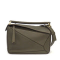 Loewe Shoulder Bag Puzzle Small Dark Khaki Green Classic Calf Gold