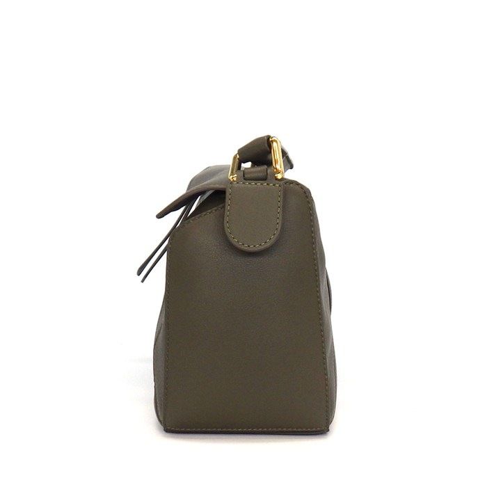 Loewe Shoulder Bag Puzzle Small Dark Khaki Green Classic Calf Gold — view 3