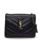 Saint Laurent Shoulder Bag Loulou Toy Black Calfskin Gold