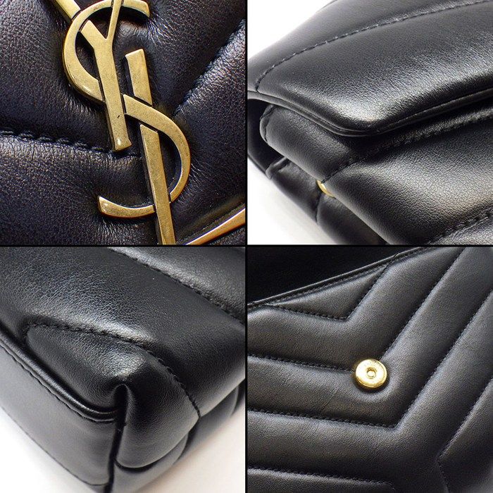 Saint Laurent Shoulder Bag Loulou Toy Black Calfskin Gold — view 7