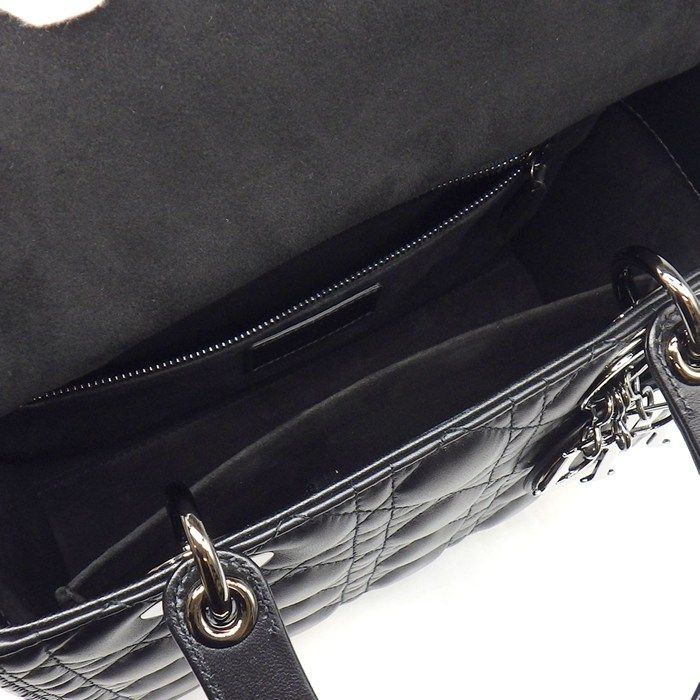 Dior Handbag Lady Dior Black Cannage Lambskin Gunmetal — view 6