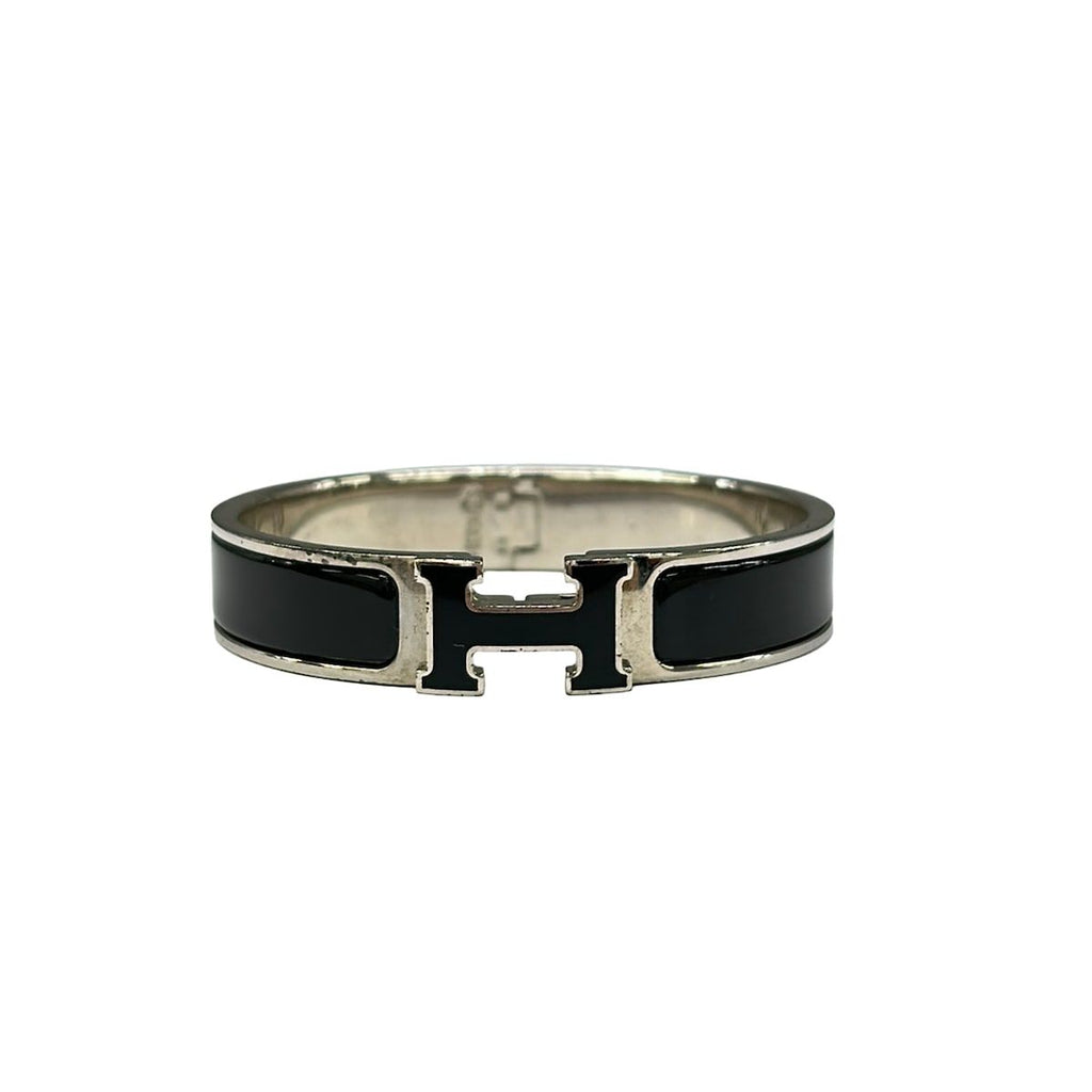 Hermes Bangle Click Silver Black Bracelet