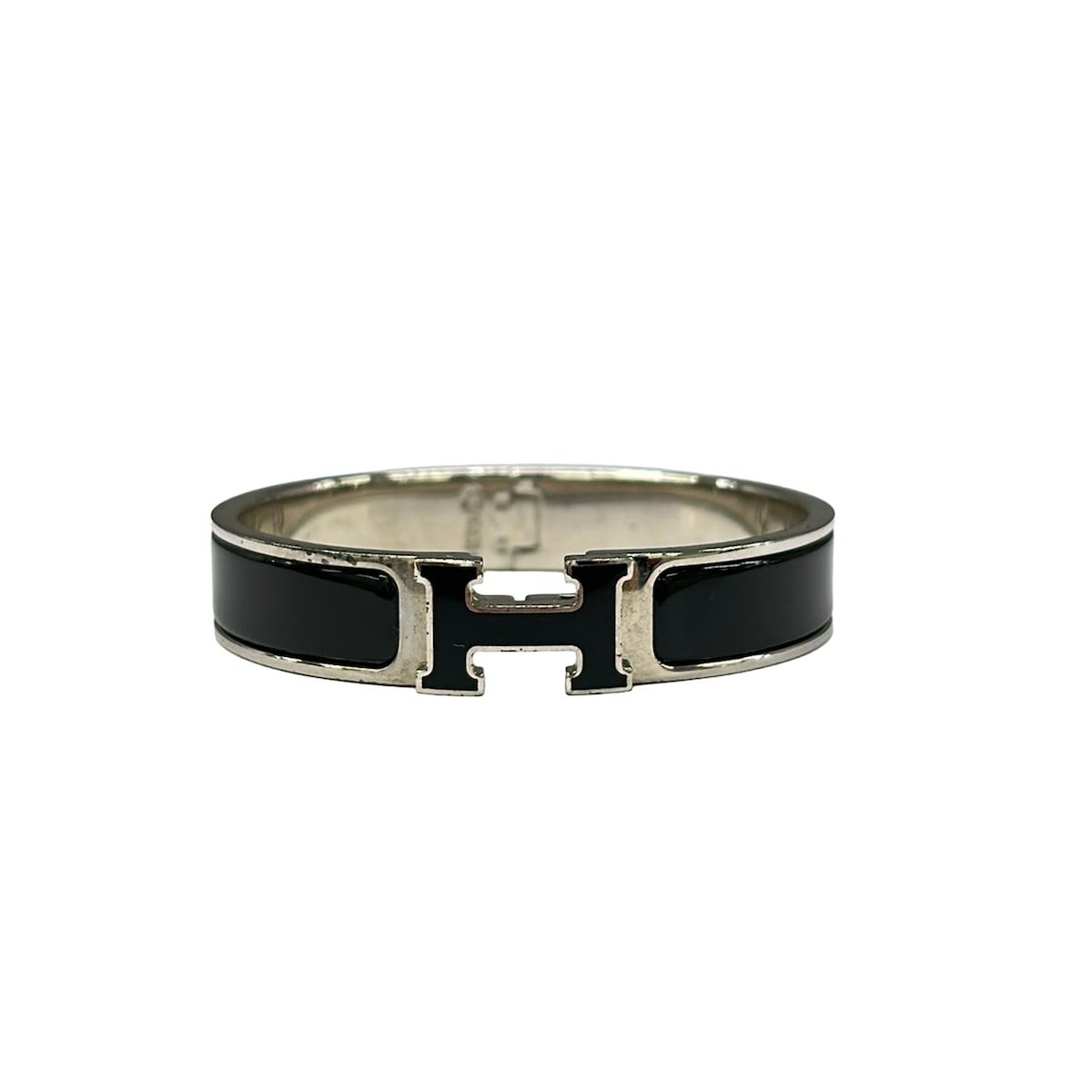 Hermes Bangle Click Silver Black Bracelet