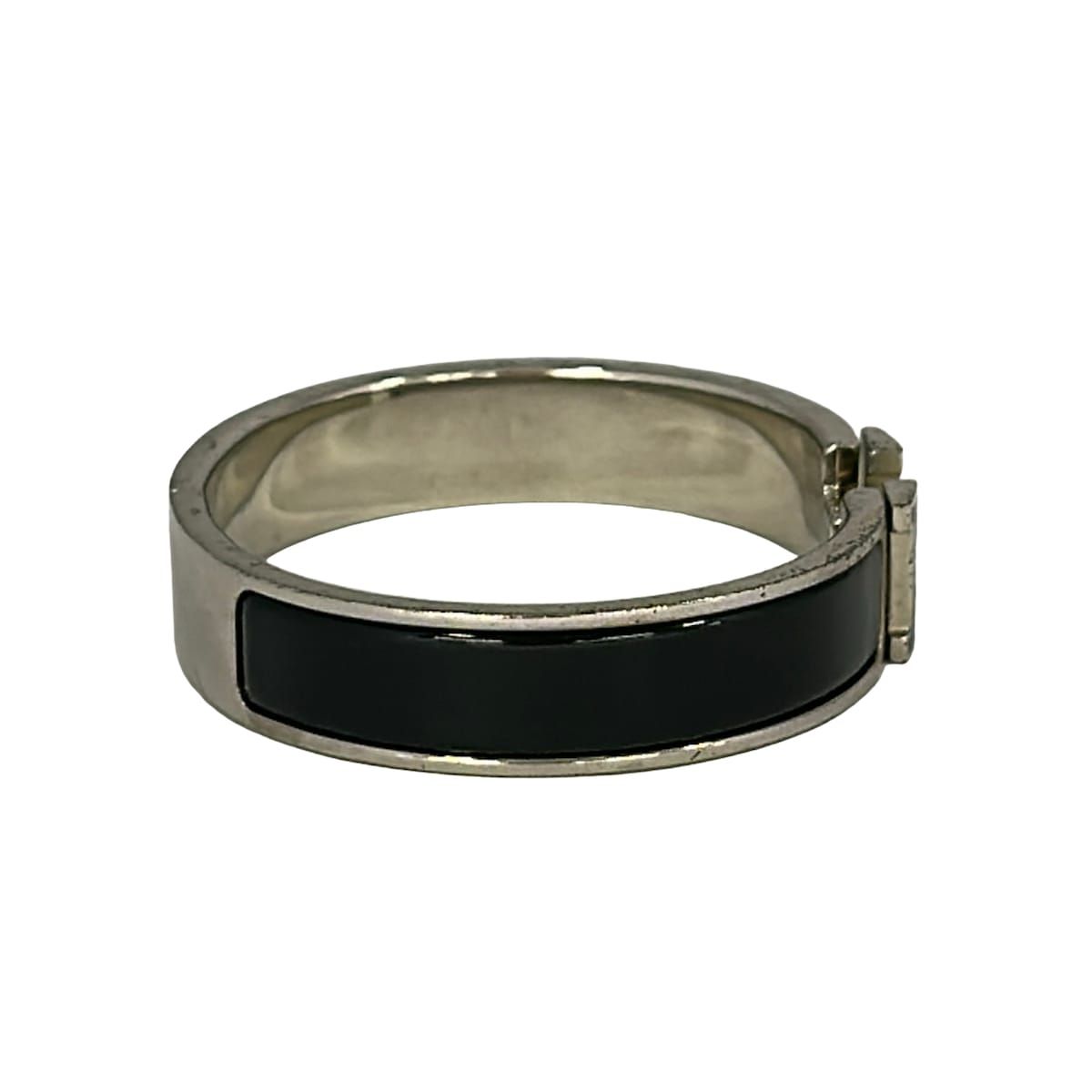 Hermes Bangle Click Silver Black Bracelet — view 2