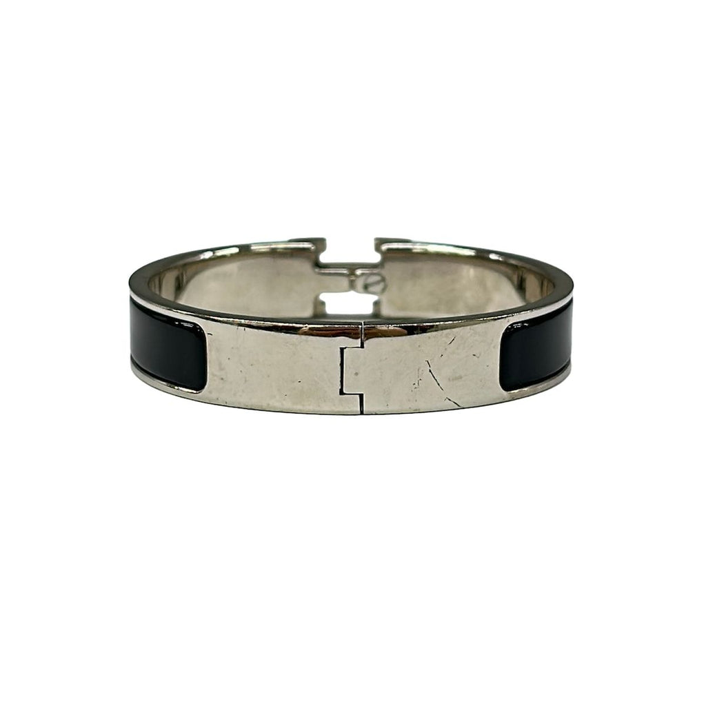 Hermes Bangle Click Silver Black Bracelet — view 3