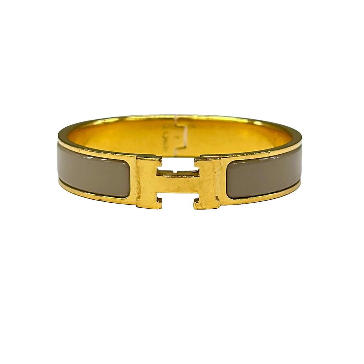 Hermes Bangle Click Gold Gray Beige Bracelet
