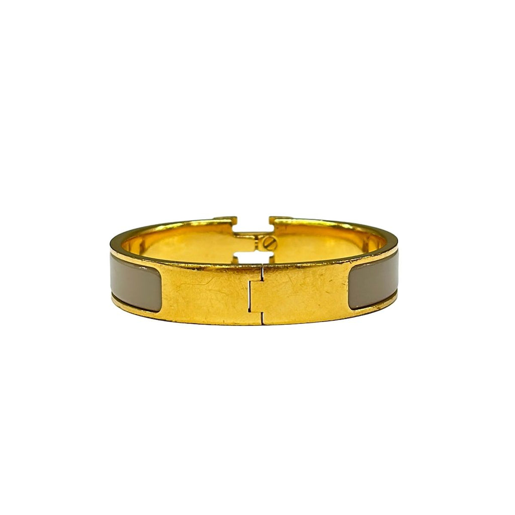 Hermes Bangle Click Gold Gray Beige Bracelet — view 3