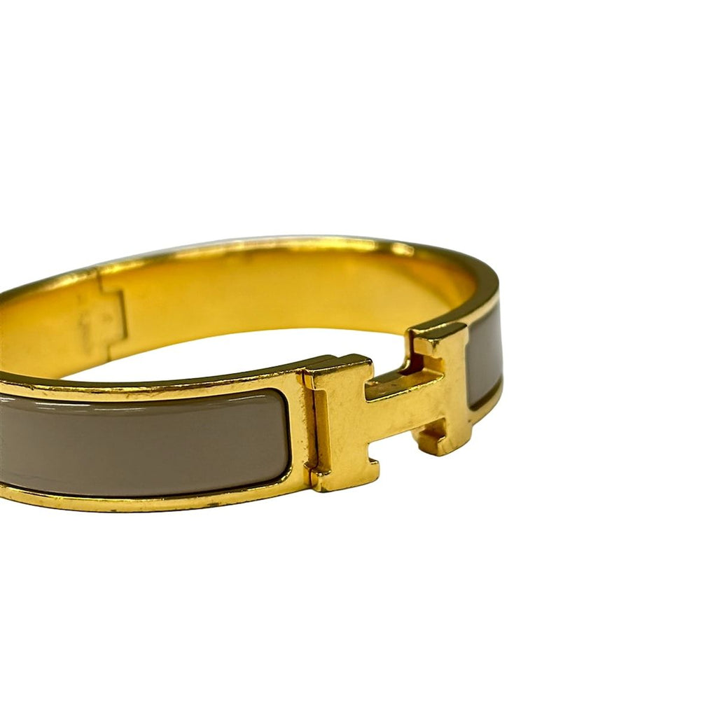 Hermes Bangle Click Gold Gray Beige Bracelet — view 4