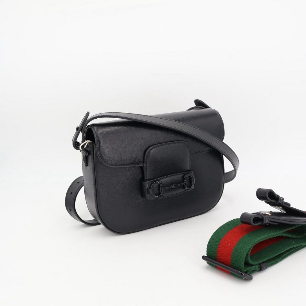 Gucci Horsebit 2-Way Black Shoulder Bag