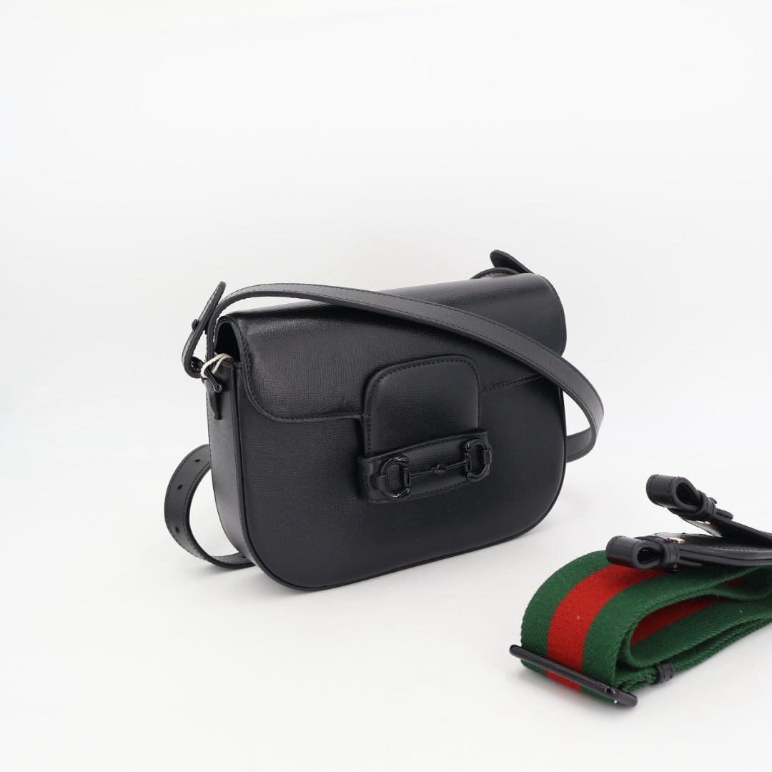 Gucci Horsebit 2-Way Black Shoulder Bag