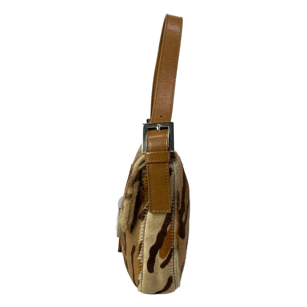 Fendi Handbag Mamma Bucket Beige Light Brown Dark Leopard Print Leather — view 4