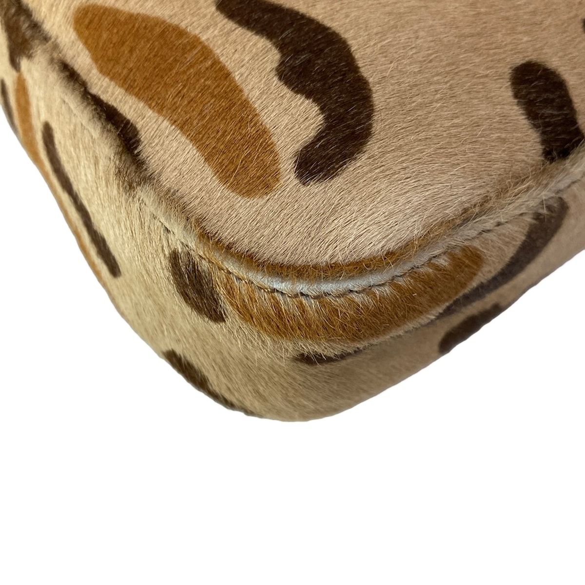 Fendi Handbag Mamma Bucket Beige Light Brown Dark Leopard Print Leather — view 6