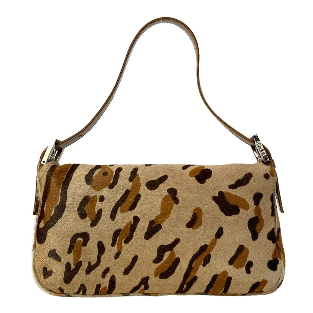 Fendi Handbag Mamma Bucket Beige Light Brown Dark Leopard Print Leather — view 3